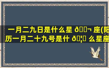 一月二九日是什么星 🐬 座(阳历一月二十九号是什 🦅 么星座的)